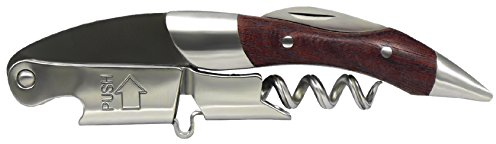Coutale Prestige Tire-bouchon de sommelier avec double levier, Manche avec insert en bois