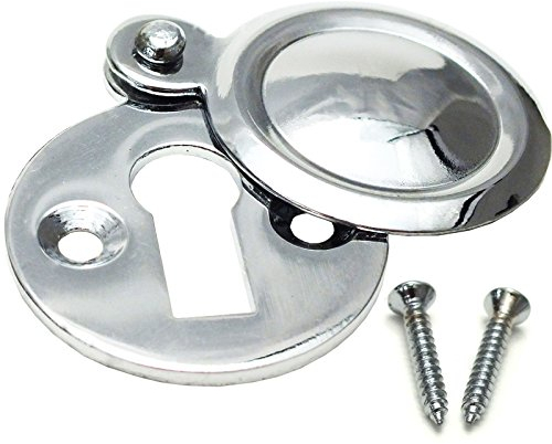 Chrome Covered Key Escutcheon - Round Front Main Door Keyhole - Plate Lock Cover