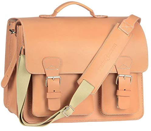 Ruitertassen Lehrertasche Leder 40cm 3 Fächer Schultasche Aktentasche Natur braun Damen Herren