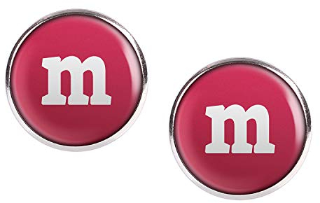 Mylery Ohrstecker Paar mit Motiv Buchstabe m Rot silber 16mm