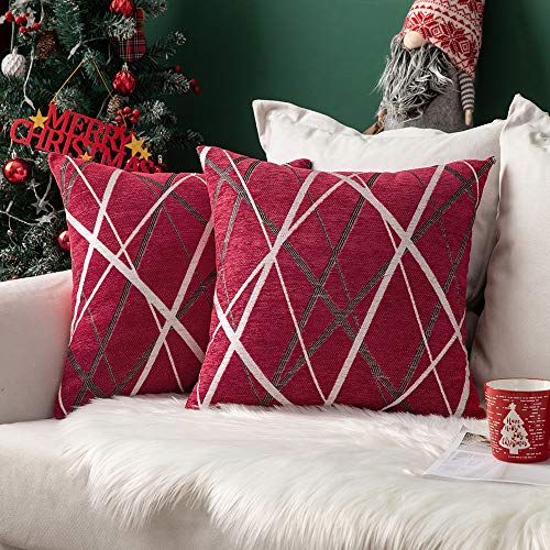 MIULEE Kissenbezug 45x45 cm Weicher Chenille Sofakissen Bezug mit Modernem Design Perfektes Dekokissen für Wohnzimmer