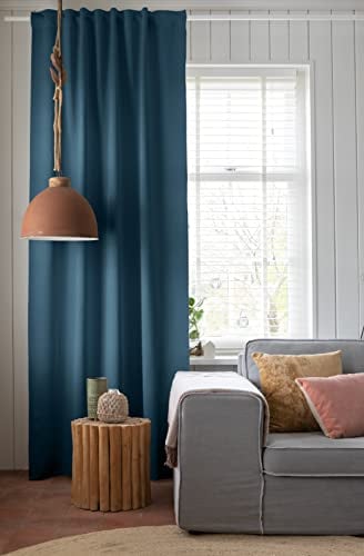 Elbersdrucke Midnight 11 Petrolblau Gardine mit verdeckten Schlaufen, Polyester, 255 x 140 cm