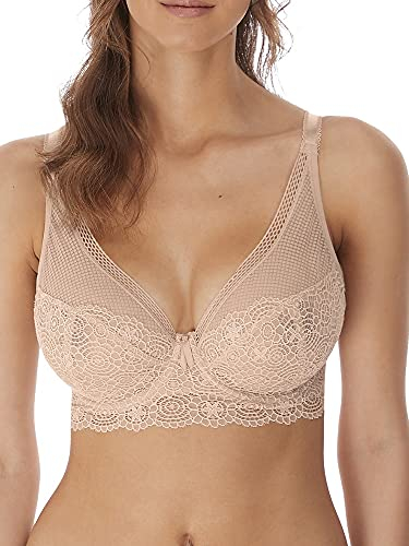 Freya Damen Expression Deep High Apex Underwire Bra Plunge-BH, Naturfarben/Beige, 85DD