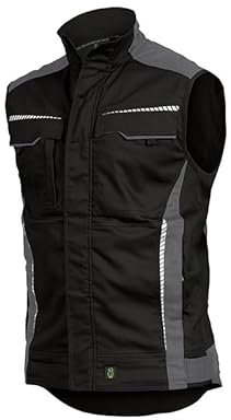 Leibwächter Arbeitsweste – Robuste & atmungsaktive Handwerker Weste für Arbeit & Handwerk – Stretchstoff – reflektierende Details – grau – Gr. S