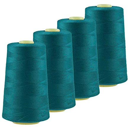 4 x 4572m Qualitäts Overlock-Garn Overlock-Nähgarn Oeko-Tex Farbe 821-860, Farbe:A843 dunkles petrol