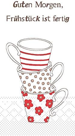 Mank GmbH Servietten aus Tissue 33 cm x 33 cm | 1/8 Falz Kaffee Serviette | hochwertige Einmal-Serviette |100 Stück | Frühstück ist Fertig ! (Rot-Braun)