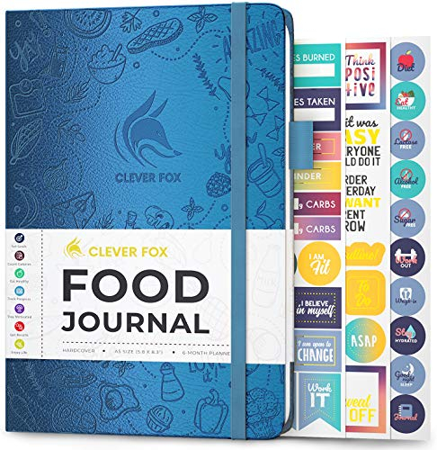 Clever Fox - Agenda alimentare giornaliera, agenda per tenere traccia delle calorie e dell'assunzione di nutrienti, aderisce a una dieta sana e raggiungere obiettivi di perdita di peso - Mystical Blue