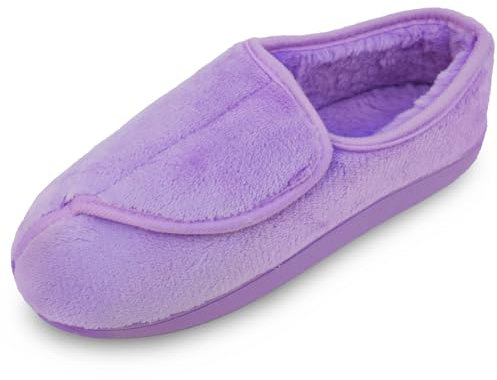 Git-up Pantofole per Diabetici in Memory Foam per Artrite da Donna, Edema, Scarpe da Casa Chiuse Comode e Regolabili, Viola 9
