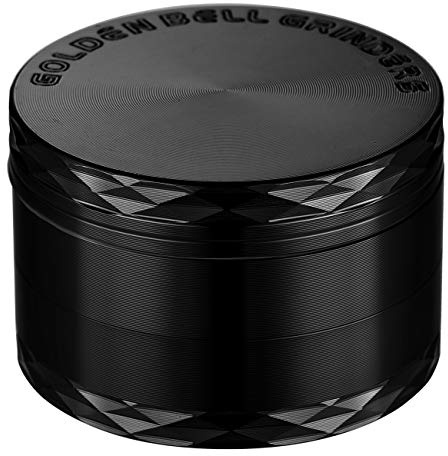 LIHAO Grinder Pollen Crusher schwarz Farbe 4-teiliges Set Krautmühle Zinklegierung für Spice, Kräuter, Gewürze, Herb (MEHRWEG)