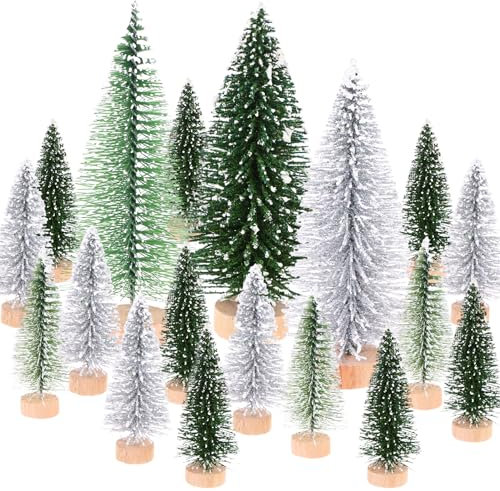 18Pcs Miniature Christmas Tree Small Artificial Mini Model Snow Trees Frost Trees for Christmas Crafts Tabletop Decor