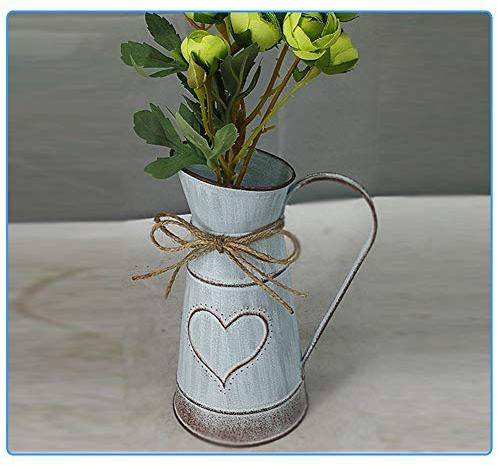 Blanc Vintage Shabby Chic Vase Émail Pichet Cruche Pot Grand Métal Décor De Mariage, Rustique Galvanisé Tain Lait Peut Style Style Vase en Métal Pichet Jug Pot pour la Maison de Mariage de décoration