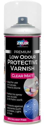 ZIELER® Premium Low Odour Protective Varnish Spray - Clear Matt (400ml Large can) – Ideal for Indoor & Outdoor Use – Perfect for Acrylic & Oil Paintings on Canvas, Wood & Stone – 90% Solvent-Free