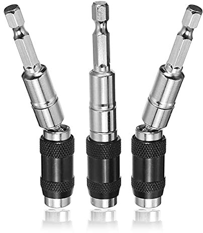 Mesee 3 Pieces Magnetic Pivoting Bit Tip Holder 1/4'' Hex Shank Quick Change Screwdriver Bit Holder Extension Bar Magnetic Screw Drill Tips Holder Extender Bendable in 20° for Corners or Tight Spots