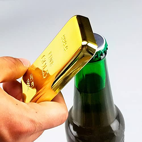 ALLOMN Ouvre-bouteille Lingot dor Décapsuleur à Ailettes Creative, portable Ouvre-boîtes Aimant Golden Bullion Bar Outils Cuisine accessoires Cadeau Unique Creative cadeau pour Bière Soda Cap
