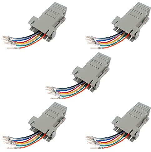 Jienk Lot de 5 adaptateurs modulaires DB9 mâle vers RJ45, DB9 vers RJ45 femelle