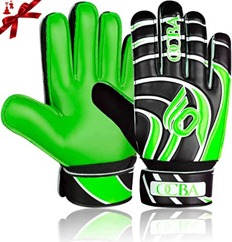 OCBA Goalkeeper Gloves for Kids with Super Grip Latex Having Shock Absorption Padding To Protect Kids' Palms and Fingers, Kids Goalie Gloves Available In Bright Eye-Catching Colors