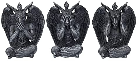 Pacific Giftware Baphomet Figuren Set - Nichts Böses sehen hören Sagen - Gothic Statue Deko Teufel