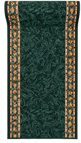 Mazovia rutschfest Teppich Läufer Flur - Klassisch Muster Teppichläufer - Kurzflor Flurläufer für Vorzimmer, Schlafzimmer, Küche - ÖKO-TEX Zertifiziert - Meterware Grün - 80 x 225 cm