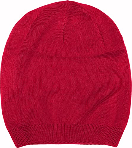styleBREAKER Unisex Feinstrick Beanie Mütze Einfarbig mit Rippbündchen, Doppellagige Winter Strickmütze warm 04024195, Farbe:Rot