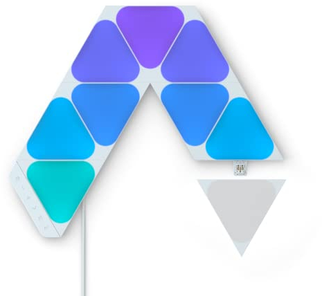 Nanoleaf Shapes Mini Triangle Starter Kit, 9 Smarten Dreieckigen Mini LED Panels RGBW - Modulare WLAN 16 Mio. Farben Wandleuchte Innen, Musik & Bildschirm Sync, Funktioniert mit Alexa, Deko & Gaming
