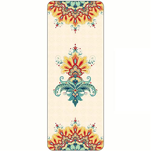 FANSU Tragbare Reise-Yogamatte 1,0mm Dick Faltbare Gymnastikmatte, Weich Leicht Übungen Trainingsmatte für Yoga, Pilates, Bikram, Stretching, Training und Bewegung (183x68cm,Grüner Jacquard)