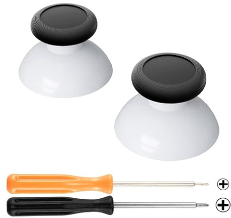 eXtremeRate Robot White & Black Replacement 3D Joystick Thumbsticks, Analog Thumb Sticks with Cross Screwdriver for Nintendo Switch Pro Controller