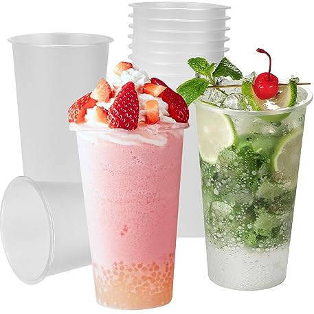 Kleemeiero 50 Stück Trinkbecher 500ml Partybecher Set Kunststoff Becher Bierbecher Plastikbecher Bruchsichere Mehrwegbecher Transparent klar Ausschankbecher für Getränkepartys, Geburtstag, Hochzeit
