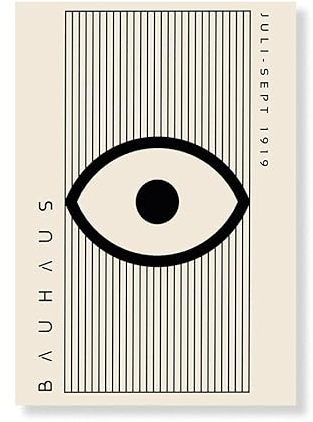 Bauhaus Schwarz Beige Boho Poster Mid Century Wandkunst Leinwand Malerei Drucke Bilder Retro Geometrische Wohnzimmer Home Decor (Color : B, Size : 60x90cm no frame)