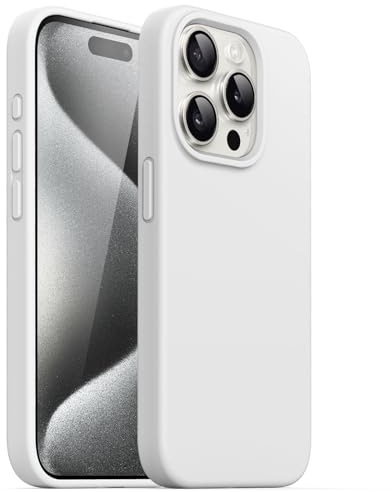 JETech Silicone Case for iPhone 15 Pro 6.1-Inch, Silky-Soft Touch Full-Body Protective Phone Case, Shockproof Cover (White)