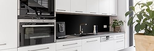 WALLando - Premium Spritzschutz Küchenrückwand PVC - Wandverkleidung aus Kunststoffplatten für die Küche - PVC Platte - Schwarz (120x60cm)