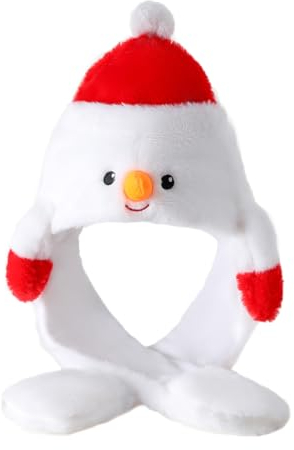 Laahoem Bewegliches Ohr Schneemann Hut Damen niedlich lustig Plüsch Hut Mütze Tier Cosplay Geburtstag Party Geschenk White