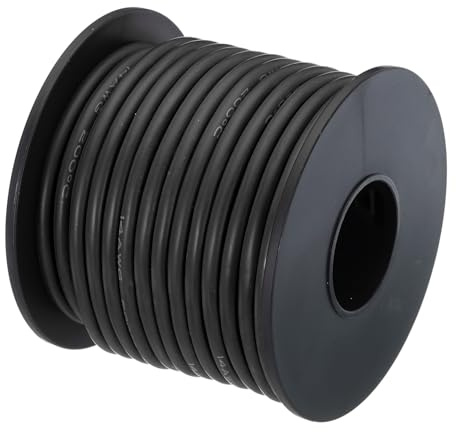 QUARKZMAN Cable de Silicona de Calibre 14 Cable Eléctrico de 14AWG de Cobre Estañado Trenzado de Alta Temperatura en Carrete de 39.4 pies Negro para Modelos de Coche
