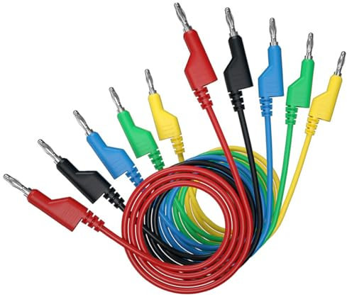 Gebildet Set di 5 cavi di prova con spina a Banana da 5pezzi, cavo di prova con Spina a Banana Impilabile da 4mm per Multimetro, cavo di prova Elettrico 1000V/15A(cinque colori)