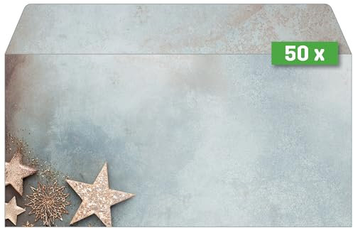 SIGEL DU430 Briefumschläge Weihnachten Glamorous Christmas, gummiert, DIN lang, 50 Stück, aus nachhaltigem Papier