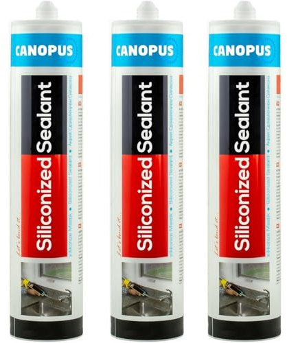 Canopus Waterproof Siliconised Acrylic Sealant, White 3 Pack 100% Solvent Free & Odorless Paintable Frame External Window Sealant for Filling Cracks and Gaps, Silicone Mastic