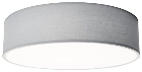 EINLICHT Deckenleuchte rund Ø 38cm | Fabric | moderne Deckenlampe Stoff für 2-Flammig E27 40W Lampenschirm Schlafzimmer Wohnzimmer Stoffschirm, Blaugrau