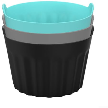 Lot de 3 ramequins pour friteuse à air, friteuse à air, œufs Muold Air Fryer Pocheuse, Pocheuse, cupcakes, cupcakes, moules de cuisson en silicone, faciles à nettoyer (noirs)