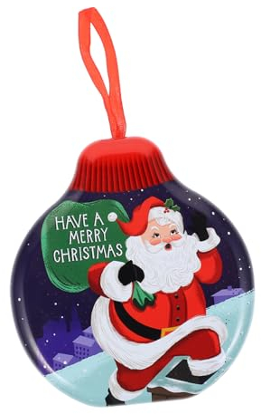 Cabilock 1stk Weihnachts-aufbewahrungsbox Weihnachtsbaumkugeln Aus Metall Aufbewahrungsbehälter Minze Dosen Weihnachtsbonbondosen Dekor Geschenk Weißblech Violett Weihnachtsbaumbox