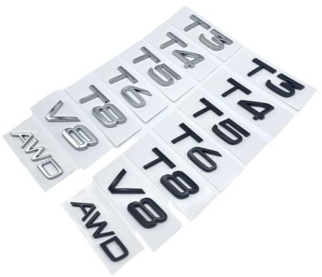 NIBOTT 3D AWD T3 T5 T6 T8 Logo Emblem Abzeichen Aufkleber Auto Aufkleber Fit for Volvo C30 V40 V60 S40 S60 XC60 XC90 XC40 S80 S90 S80L S60L Auto Styling (Color : Silver, Size : T8)