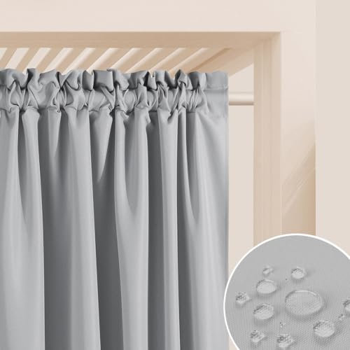 ROOM99 Outdoorvorhäng mit Kräuselband Garden Line 155 x 250 cm Breite x Höhe Outdoor Vorhang wetterfest Wasserdicht Sichtschutz Sonnenschutz Gardinen Garten Winddicht Hellgrau, 1 Stück