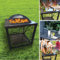 Garden Mile Grand brasero de jardin 4 en 1 – Chauffage de terrasse extérieur robuste, barbecue au charbon, seau à glace et table – Table carrée en acier avec couvercle, résistante à la chaleur pour