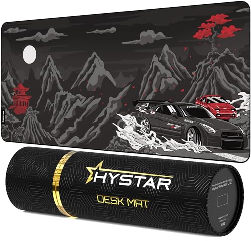 Hystar Tapis de Souris de Jeu étendu | XXL 91,4 x 40,6 cm | 5 mm d'épaisseur, Surface imperméable, Tissu Polyester Lisse et Base en Caoutchouc Naturel | Drift