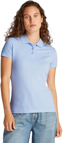 Tommy Jeans Damen Poloshirt Kurzarm Slim Essential Stretch, Blau (Sweet Blue), XS