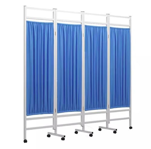 XILYZMO Sichtschutz Stellwand， 3-teiliger Medizinischer Sichtschutz Mit Rädern, Tragbare Faltbare Trennwand, Freistehende Stoff-Raumverkleidung Für Büro- Und Untersuchungszimmer(Blau,6PCS)