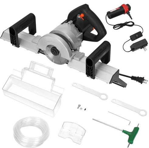 Feikeer Outil de chanfreinage de carrelage électrique à 45 degrés avec lame de scie et système d'arrosage, coupe les carreaux de céramique, l'ardoise, l'aluminium, le bois dur