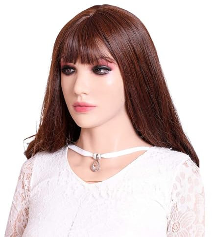 TEYVIYI Silikon Maske Realistische Halloween Weibliche Kopfmaske Handgefertigtes Gesicht maske für Crossdresser Cosplay Drag Queen Masquerade (Suntan)