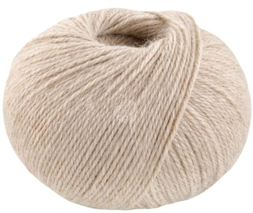 LANA GROSSA Natural Lama Fine | Feine Baby-Lama Fasern klassisch verzwirnt | Handstrickgarn aus 100% Lama (Baby) | 50g Wolle zum Stricken & Häkeln | 150m Garn FB110