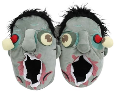 SXYNIO Zombie Memory Foam Slippers Cute Zombie Comfy Warm Plush Fleece Lining Wool-Like Blend Cotton Home Shoes Anti-Slip Indoor Outdoor Rubber Sole Cotton Slipper
