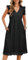 PASUDA Women's Summer Dresses Casual V-Neck Ruffle Sleeve Midi Dress Elegant A-Line Loose Dresses Cotton Boho Style Beach Dresses Sundress with Pockets (Black, XL)