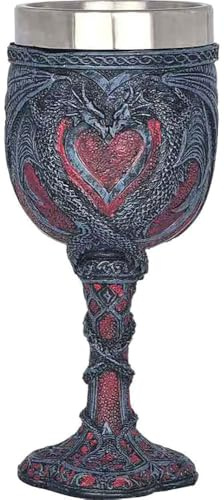 CUZOKOLA Medieval Double Dragon Wine Chalice Goblet | Dungeons and Dragon Cup for Party Decorations -Novelty Gothic 7oz Stainless Steel D&D Celtic Chalice Dungeons and Dragons Gifts for Men&Women